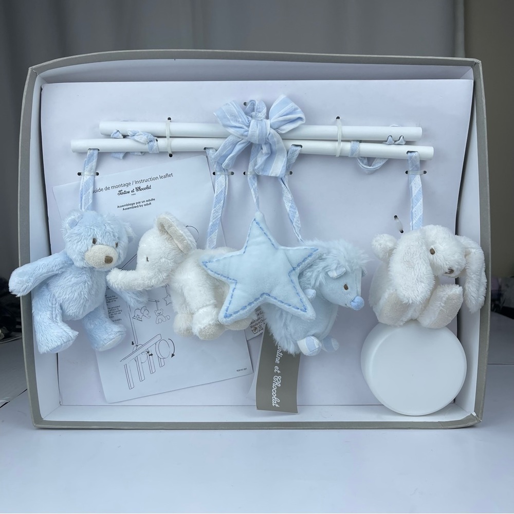 Tartine et Chocolat Musical Mobile Sky Blue Wooden Hush Little Baby Crib Lullaby